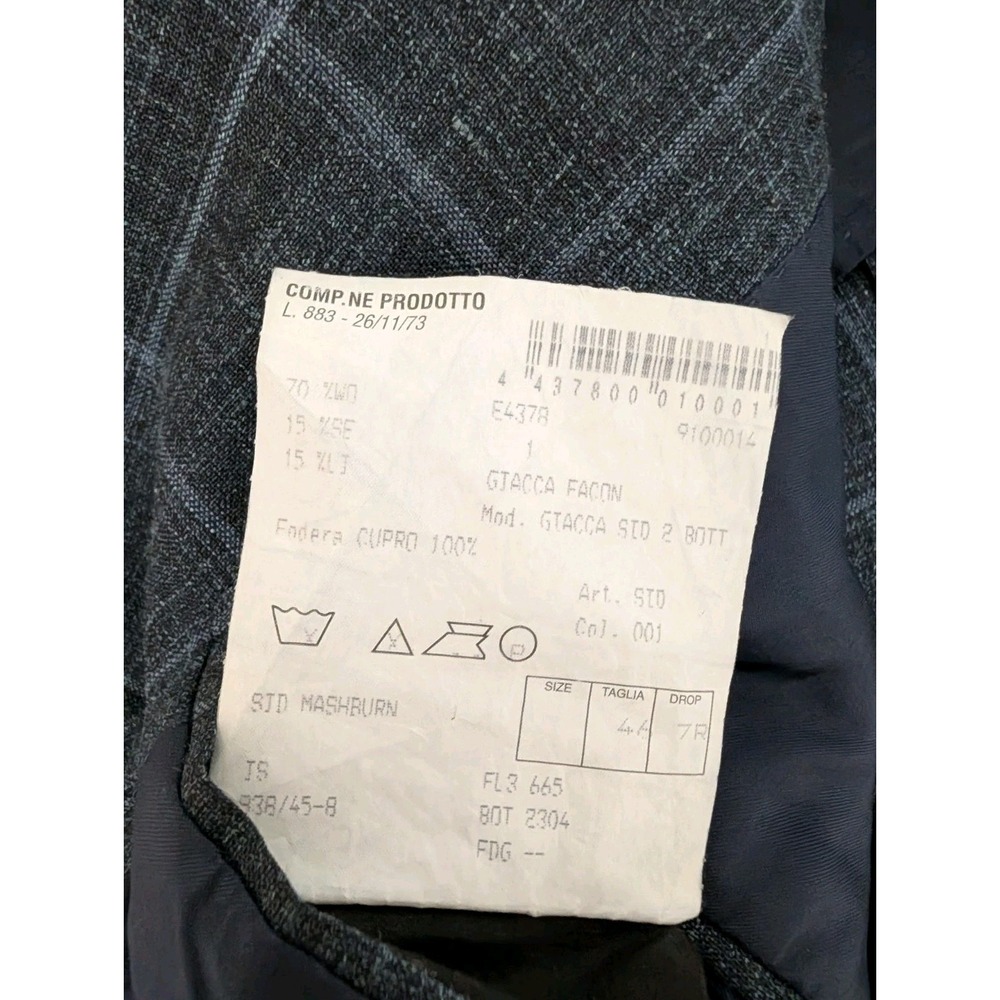 Sid Mashburn Blazer Men's 36S Navy Check Wool Silk Linen Suit Jacket Half Lined - Picture 15 of 16